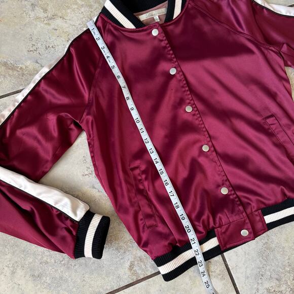 Lovers + Friends Revolve Nomad Satin Bomber Jacket Red size Small Colorblock - Picture 11 of 11